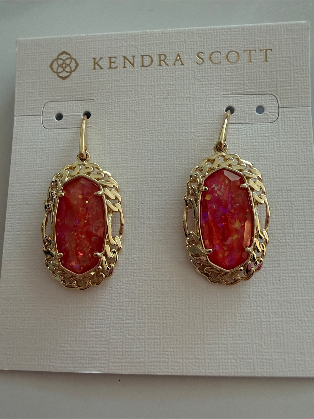 Kendra Scott Gold Pink Opalized Drop Earrings